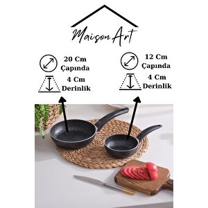 12 Cm Sos Tavası Ve 20 Cm Tava Omlet Tavası Seti Granit Tava Yanmaz Yapışmaz