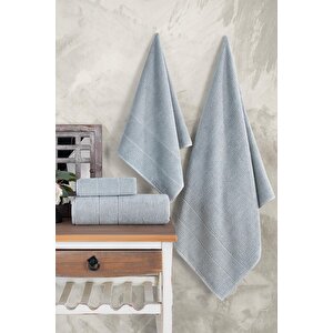 Royal | 50x90 - 70x140 Cm 4'lü  Banyo Havlu Seti, %100 Pamuklu Havlu Takımı Gri Gri