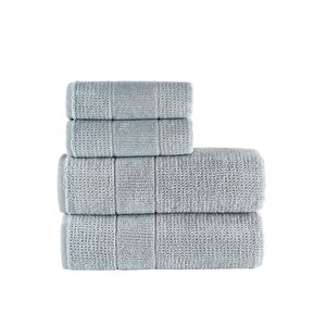 Royal | 50x90 - 70x140 Cm 4'lü  Banyo Havlu Seti, %100 Pamuklu Havlu Takımı Gri Gri