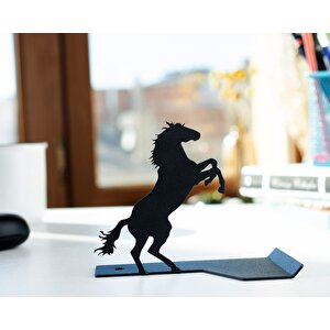 Masa Üstü At Figürlü Metal Ergonomi̇k Telefon / Tablet Tutucu Stand 1,5 Mm Kalınlık Si̇yah Renk