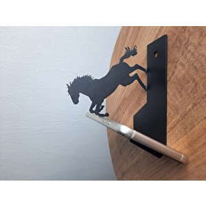 Masa Üstü At Figürlü Metal Ergonomi̇k Telefon / Tablet Tutucu Stand 1,5 Mm Kalınlık Si̇yah Renk