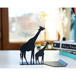 Masa Üstü Zürafa Metal Figürlü Ergonomi̇k Telefon / Tablet Tutucu Stand 1,5 Mm Kalınlık Si̇yah Renk