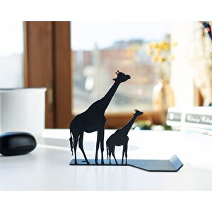 Masa Üstü Zürafa Metal Figürlü Ergonomi̇k Telefon / Tablet Tutucu Stand 1,5 Mm Kalınlık Si̇yah Renk