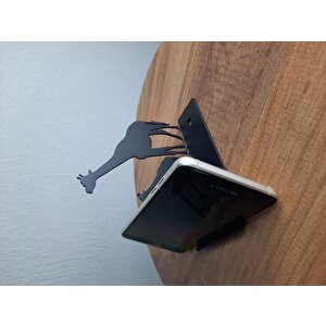 Masa Üstü Zürafa Metal Figürlü Ergonomi̇k Telefon / Tablet Tutucu Stand 1,5 Mm Kalınlık Si̇yah Renk