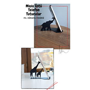 Gowpenart Masa Üstü Metal Ergonomik Siyah Telefon / Tablet Tutucu Stand Hayvan Figürlü 2'li Set