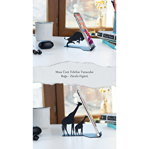 Gowpenart Masa Üstü Metal Ergonomik Siyah Telefon / Tablet Tutucu Stand Hayvan Figürlü 2'li Set