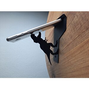 Masa Üstü T-Rax Figürlü Metal Ergonomik Telefon / Tablet Tutucu Stand 1,5 Mm Kalınlık Siyah Renk