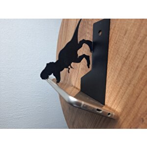 Masa Üstü T-Rax Figürlü Metal Ergonomik Telefon / Tablet Tutucu Stand 1,5 Mm Kalınlık Siyah Renk