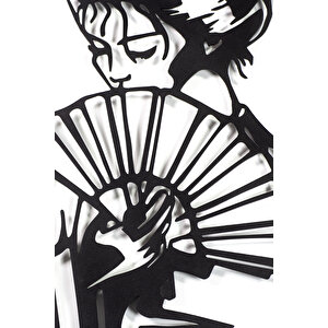 Yelpazeli Japon Kız Ev & Ofis Metal Duvar Tablosu- 35 x 59 Cm