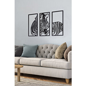 3 Parça Zebra Ev & Ofis Metal Duvar Tablosu - 69 x 107 Cm