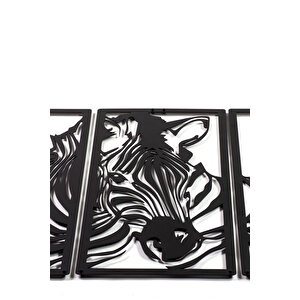 3 Parça Zebra Ev & Ofis Metal Duvar Tablosu - 69 x 107 Cm