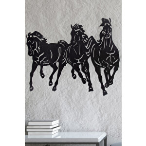 3'lü At Ev & Ofis Metal Duvar Tablosu - 41 x 49 Cm