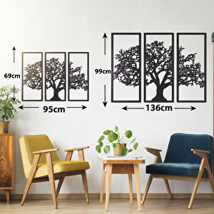 3 Parça Ağaç Ev & Ofis Metal Duvar Tablosu - 69 x 95 Cm