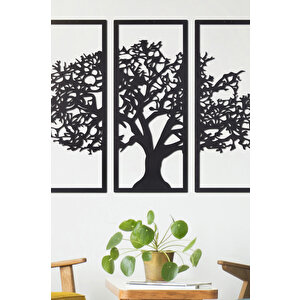 3 Parça Ağaç Ev & Ofis Metal Duvar Tablosu - 69 x 95 Cm