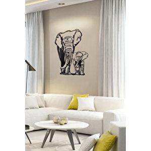 Büyük Ve Yavru Fil  Ev & Ofis Metal Duvar Tablosu - 39 x 49 Cm