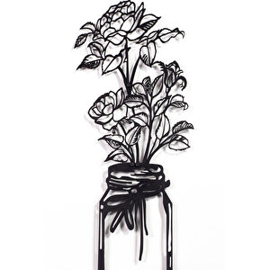 Tek Vazo Çiçek Ev & Ofis Metal Duvar Tablosu - 20 x 49 Cm