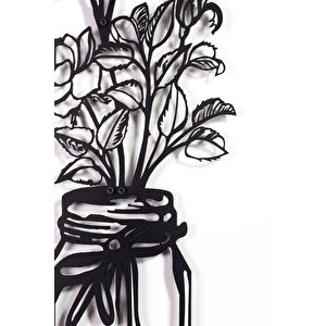 Tek Vazo Çiçek Ev & Ofis Metal Duvar Tablosu - 20 x 49 Cm