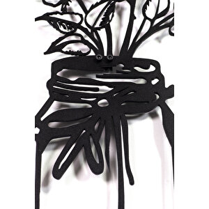 Tek Vazo Çiçek Ev & Ofis Metal Duvar Tablosu - 20 x 49 Cm
