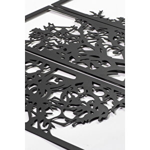 3 Parça Ağaç Ev & Ofis Metal Duvar Tablosu - 99 x 136 Cm