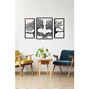 3 Parça İnsan Ev & Ofis Metal Duvar Tablosu - 75 x 130 Cm