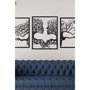 3 Parça İnsan Ev & Ofis Metal Duvar Tablosu - 75 x 130 Cm