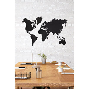Düz Dünya Haritası Ev & Ofis Metal Duvar Tablosu- 70 x 105 Cm