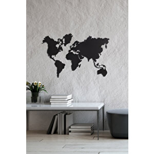 Düz Dünya Haritası Ev & Ofis Metal Duvar Tablosu- 70 x 105 Cm