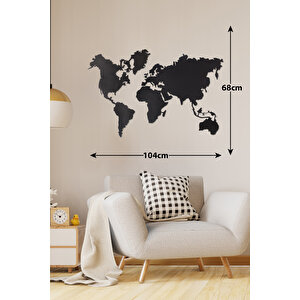 Düz Dünya Haritası Ev & Ofis Metal Duvar Tablosu- 70 x 105 Cm