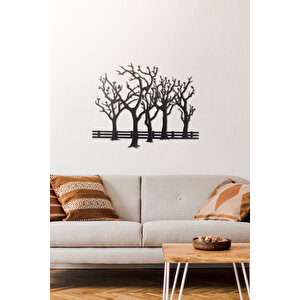 Ağaçlar Ve Çit Ev & Ofis Metal Duvar Tablosu - 40 x 49 Cm
