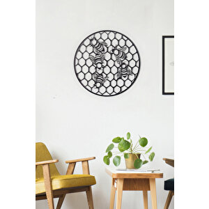 Petekteki Arılar Ev & Ofis Metal Duvar Tablosu - 50 x 50 Cm