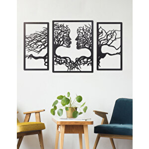 3 Parça İnsan Ev & Ofis Metal Duvar Tablosu - 58 x 101 Cm