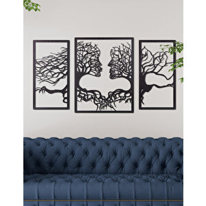3 Parça İnsan Ev & Ofis Metal Duvar Tablosu - 58 x 101 Cm