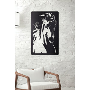 Tekli At Ev & Ofis Metal Duvar Tablosu - 50 x 30 Cm