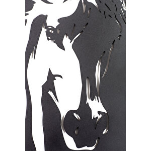 Tekli At Ev & Ofis Metal Duvar Tablosu - 50 x 30 Cm
