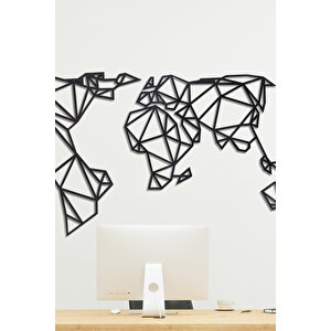Geometrik Dünya Haritası Ev & Ofis Metal Duvar Tablosu - 70 x 140 Cm