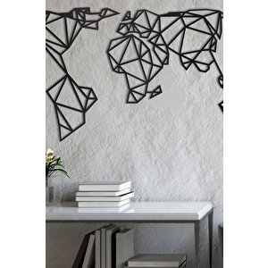 Geometrik Dünya Haritası Ev & Ofis Metal Duvar Tablosu - 70 x 140 Cm