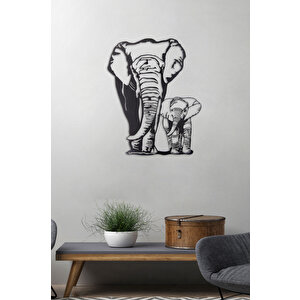 Büyük Ve Yavru Fil  Ev & Ofis Metal Duvar Tablosu - 55 x 69 Cm