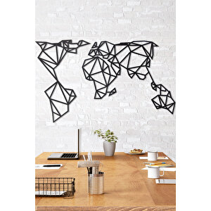 Geometrik Dünya Haritası Ev & Ofis Metal Duvar Tablosu - 55 x 105 Cm