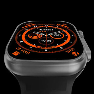 Watch 8 Ultra Dt No:1 49mm Nfc Tansiyon Oksijen Nabız Ölçer Uyku Takibi İos Android Uyumlu Akıllı Saat Siyah-turuncu