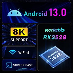 Hakopro H96 Max M3 8k Ultra Hd Android 13 Dört Çekirdek Rk3528 İşlemci 2 Gb Ram 16 Gb Hafıza Tv Stick