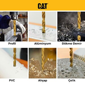 Cat Da02901 16 Parça Profesyonel Titanyum Kaplama Hss Metal Delici Matkap Ucu