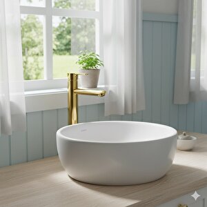 Tua Armatür Yüksek Lavabo Bataryası-Çanak Lavabo Bataryası /Gold-Altın