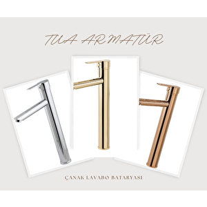 Tua Armatür Yüksek Lavabo Bataryası-Çanak Lavabo Bataryası /Gold-Altın