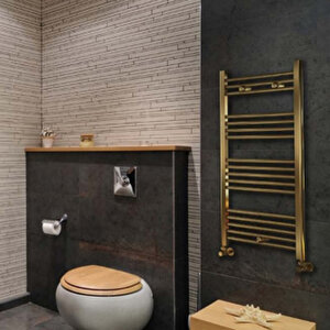 Toprak Havlupan 50/100 Cm 14 Borulu Titanyum Kaplama Gold Havlupan Radyatör + 2 Adet Vana + 2 Adet Boru Gi̇zleme Aparati + Montaj Seti̇