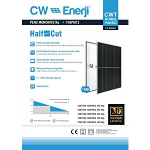 Cw Enerji 545 Watt Halfcut Multibusbar Monokristal Güneş Paneli 31 Adet 1 Palet