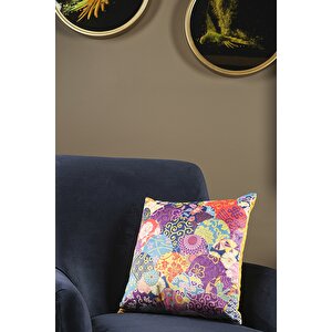 Lüks Kadife 43x43 Cm Kırlent Kılıfı Dekoratif Yumuşak Salon Koltuk Avangart Karışık Renkli Karışık Renkli Çiçekler