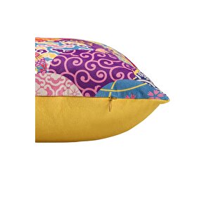 Lüks Kadife 43x43 Cm Kırlent Kılıfı Dekoratif Yumuşak Salon Koltuk Avangart Karışık Renkli Karışık Renkli Çiçekler