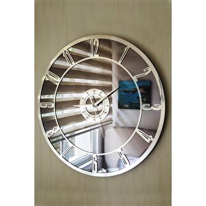 Ayna Duvar Saati 50 Cm Grand Modern Salon Füme