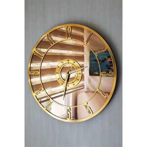 Gerçek Aynalı Duvar Saati 40 Cm Yeni Modern Salon Gold