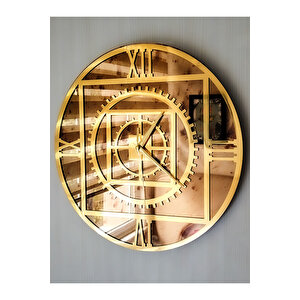Gerçek Antik Ayna Duvar Saati 50 Cm Trend Mechanic Tema Antik Gold